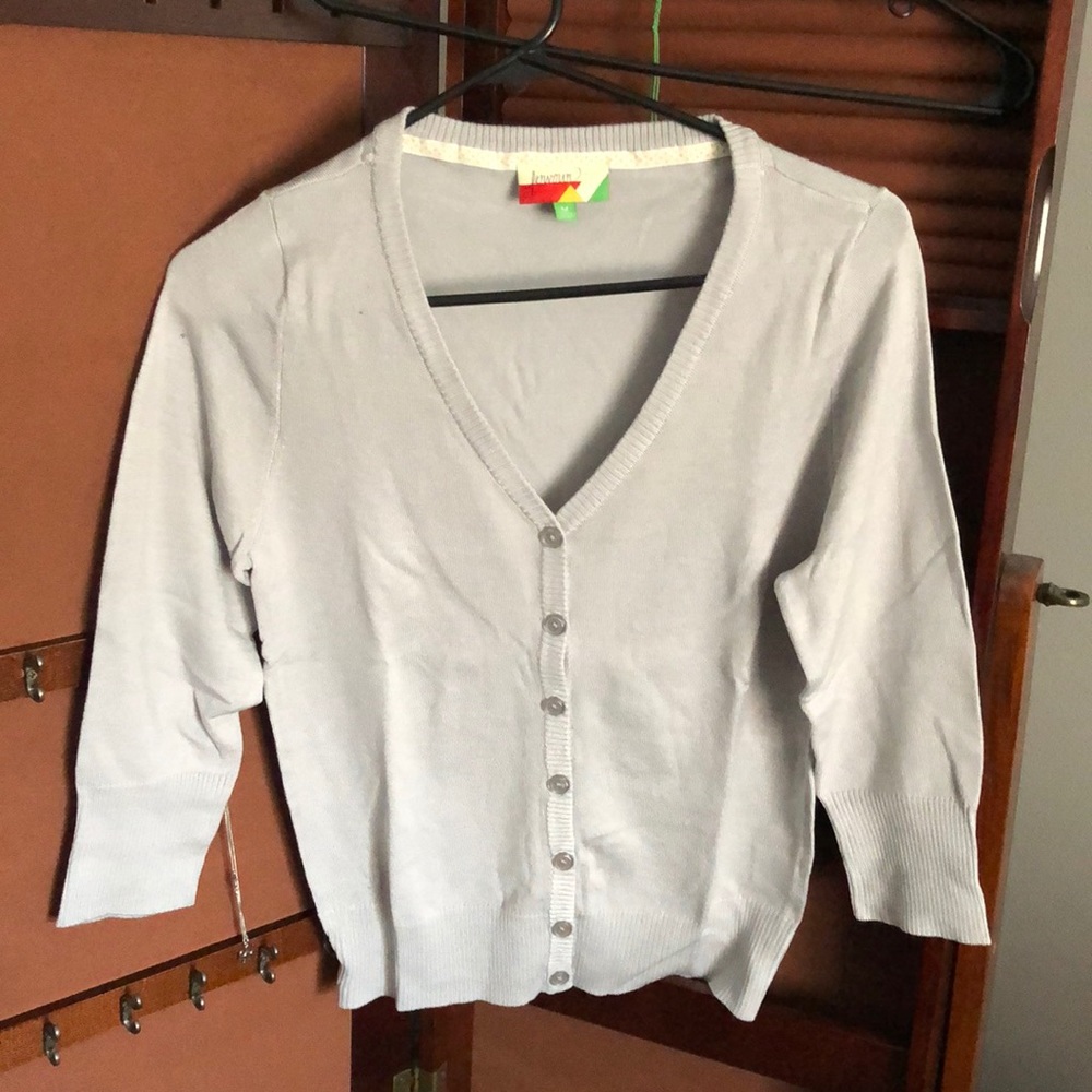 ModCloth Charter School Cardigan Light Gray M